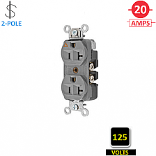 CR5352IGGY, HUBBELL, 20A, 125V, I/G, DUPLEX, RECEPT, GREY