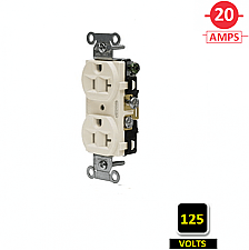 CRF20LA, HUBBELL, 20A, 125V, SPEC, GRADE, DUPLEX, RECEPT, LA, SIDE-WIRED, ONLY