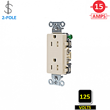 DR15LA, HUBBELL, 15A, 125V, SPEC, GRADE, DECORA, RECEPT, LIGHT, ALMOND