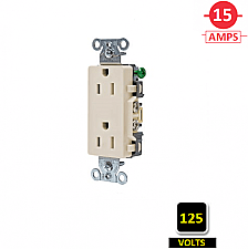 DR15LATR, HUBBELL, 15A, 125V, TAMPER-PROOF, SPEC, GRADE, DECORA, RECEPT, LA