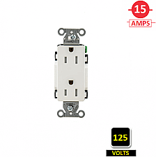 DR15WHITR, HUBBELL, 15A, 125V, TR, SPEC, GRADE, DECORA, RECEPT, WHITE