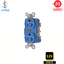 HBL8300BL, HUBBELL, 20A, 125V, HOSPITAL-GRADE, DUPLEX, RECEPT, BLUE