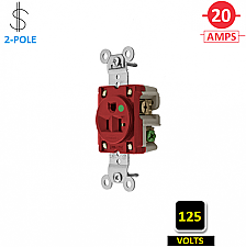 HBL8310R, HUBBELL, 20A, 125V, HOSPITAL-GRADE, SINGLE, RECEPT, RED