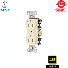 IG15CRAL, HUBBELL, 15A, 125V, I/G, CORROSION, RESISTANT, DUPLEX, RECEPT, ALMOND