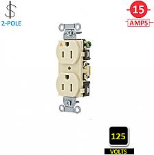 IG15CRI, HUBBELL, 15A, 125V, I/G, CORROSION, RESISTANT, DUPLEX, RECEPT, IVORY