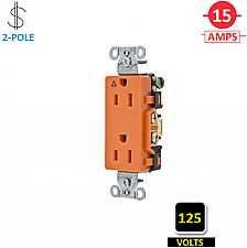 IG15DR, HUBBELL, 15A, 125V, I/G, CORROSION, RESISTANT, DECORA, RECEPT, ORANGE