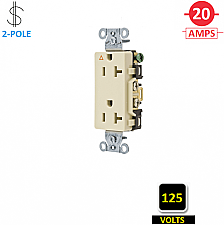 IG20DRI, HUBBELL, 20A, 125V, I/G, CORROSION, RESISTANT, DECORA, RECEPT, IVORY