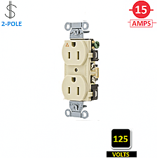 IG5252I, HUBBELL, 15A, 125V, I/G, DUPLEX, RECEPT, IVORY