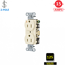 IG5252LA, HUBBELL, 15A, 125V, I/G, DUPLEX, RECEPT, LIGHT, ALMOND