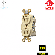 IG5262I, HUBBELL, 15A, 125V, I/G, INDUSTRIAL, DUPLEX, RECEPT, IVORY