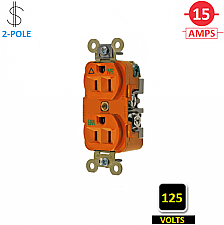 IG5262WR, HUBBELL, 15A, 125V, I/G, IND, DUPLEX, RECEPT, ORANGE, WEATHERPROOF