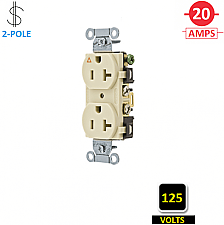 IG5352I, HUBBELL, 20A, 125V, I/G, DUPLEX, RECEPT, IVORY
