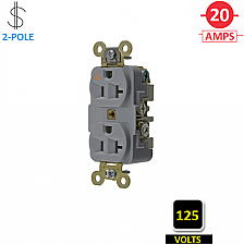 IG5362GY, HUBBELL, 20A, 125V, I/G, INDUSTRIAL, DUPLEX, RECEPT, GREY