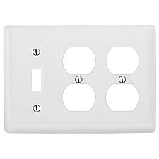 NP182W, HUBBELL, COMBO, 3G, 1, SECTION, 2, DUPLEX, OPENINGS, WHITE