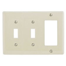 NP226LA, HUBBELL, COMBO, 3G, TOGGLE, DECORA, PLATE, LIGHT, ALMOND