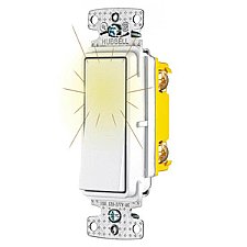 RSD115PLW, HUBBEL, ILLUMINATED, 1, POLE, 15AMP, DECORA, SWITCH, 120-277V, WHITE