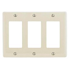 NP263LA, HUBBEL, NYLON, 3 GANG, WALL, PLATE, LIGHT, ALMOND