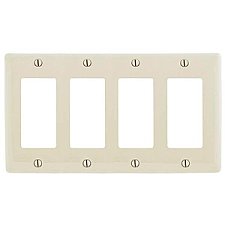 NP264LA, HUBBEL, NYLON, 4 GANG, WALL, PLATE, LIGHT, ALMOND