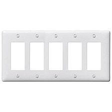 NP265W, HUBBEL, NYLON, 5 GANG, WALL, PLATE, WHITE