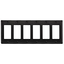 NP266BK, HUBBEL, NYLON, 6 GANG, WALL, PLATE, BLACK