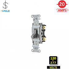 CS120GY, HUBBELL, 1P, 20A, 120-277V, SPEC, GRADE, , SWITCH, GREY, SIDE-WIRED
