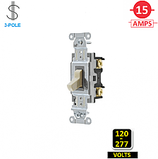 CS315I, HUBBELL, 3-WAY, 15A, 120-277V, SPEC, GRADE, , SWITCH, IVORY, SIDE-WIRED