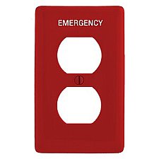 NPJ8RMEV, HUBBELL, MID-SIZE, 1G, 1, DUPLEX, MARKED-EMERGENCY, RED