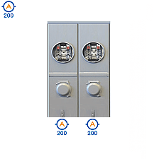 JA22R-HI, HYDEL, O/H, 2 GANG, COMBO, 200, A, MAIN, 2, X, 200, A, PER, POS, 240V