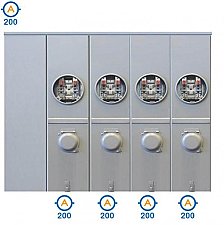 JAL24R-HI, HYDEL, U/G, 4 GANG, COMBO, 200, A, MAIN, 4, X, 200, A, PER, POS, 240V