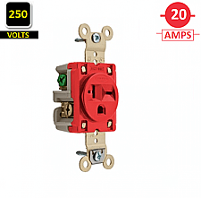 HBL5461R, HUBBELL, TRADE, SELECT, STRAIGHT-BLADE, 20A, 250V, RECEPTACLE, RED