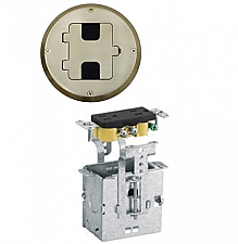 RF515BP, HUBBEL, WOOD, FLOOR, ELECTRICAL, BOX, KIT, BRASS, FINISH, PLATE
