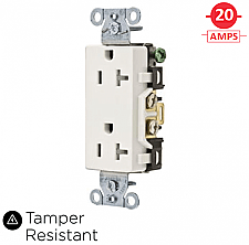 DR20WHITR, HUBBEL, TAMPER, RESISTANT, 20AMP, WHT