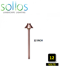 PTH040-CU-12, SOLLOS, TRADITIONAL, 4"HAT, PATH, LIGHT, 12V, CU, 12"STEM