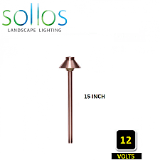 PTH040-CU-15, SOLLOS, TRADITIONAL, 4"HAT, PATH, LIGHT, 12V, CU, 15"STEM