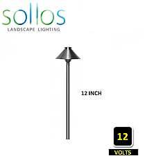 PTH040-SS-12, SOLLOS, TRADITIONAL, 4"HAT, PATH, LIGHT, 12V, STAINLESS, 12"STEM