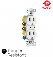 RR15SWTR, HUBBELL, TRADE, SELECT, DUPLEX, TAMPER, RESISTANT, 15AMP, 125V