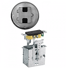 RF515NI, HUBBEL, WOOD, FLOOR, ELECTRICAL, BOX, KIT, NICKEL, FINISH, PLATE