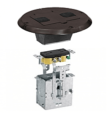 RF515BN, HUBBEL, WOOD, FLOOR, ELECTRICAL, BOX, KIT, BROWN, FINISH, PLATE