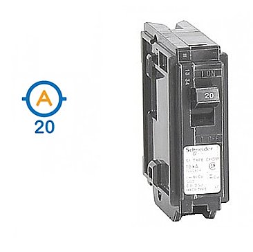 1 POLE 20 AMP PUSH ON CIRCUIT BREAKER