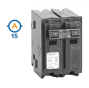 2 POLE 15 AMP PUSH ON CIRCUIT BREAKER