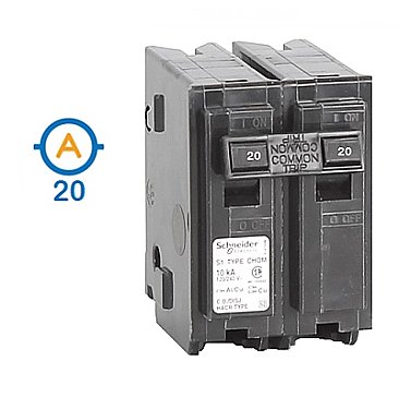 2 POLE 20 AMP PUSH ON CIRCUIT BREAKER
