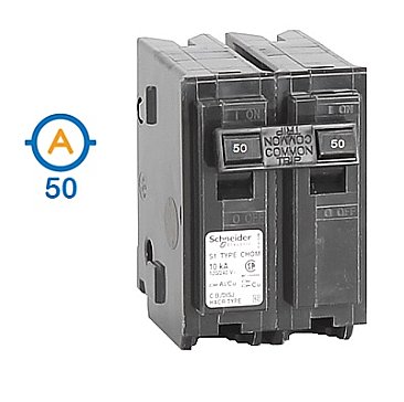 2 POLE 50 AMP PUSH ON CIRCUIT BREAKER