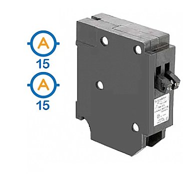 TANDEM 2 X 1 POLE 15 AMP PUSH ON CIRCUIT BREAKER