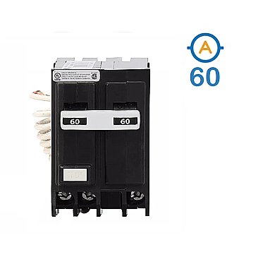 2 POLE 60 AMP PUSH ON GROUND FAULT CIRCUIT BREAKER