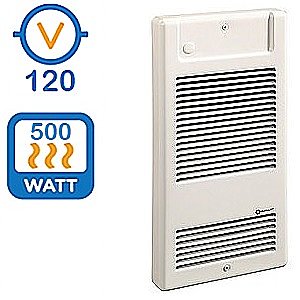 500 WATT 120 VOLT RESIDENTIAL WALL FAN HEATER WHITE