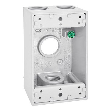 WP1B75/4WH, GLOBAL, 4, X, 3/4", HOLES, 1 GANG, WEATHERPROOF, BOX, WHITE