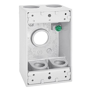 WP1B75/5WH, GLOBAL, 5, X, 3/4", HOLES, 1 GANG, WEATHERPROOF, BOX, WHITE