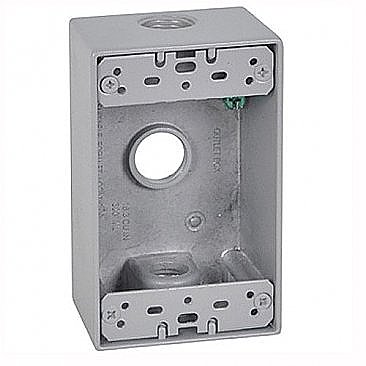 18025, VISTA, 3, X, 1/2", HOLES, 1 GANG, WEATHERPROOF, BOX, GREY
