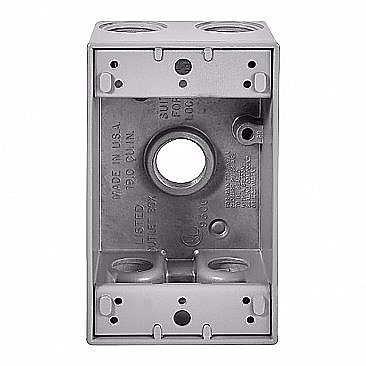 18065, VISTA, 5, X, 1/2", HOLES, 1 GANG, WEATHERPROOF, BOX, GREY