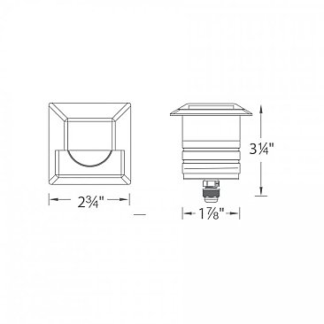 2" INGROUND HOODED SQUARE STEP LIGHT 27K SS